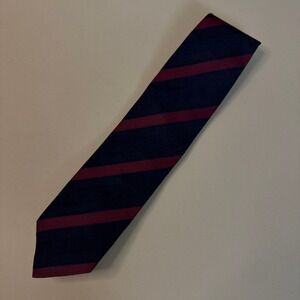 Emporio Armani Silk Tie Navy Burgundy Red Striped Regimental Made In Italy LUX